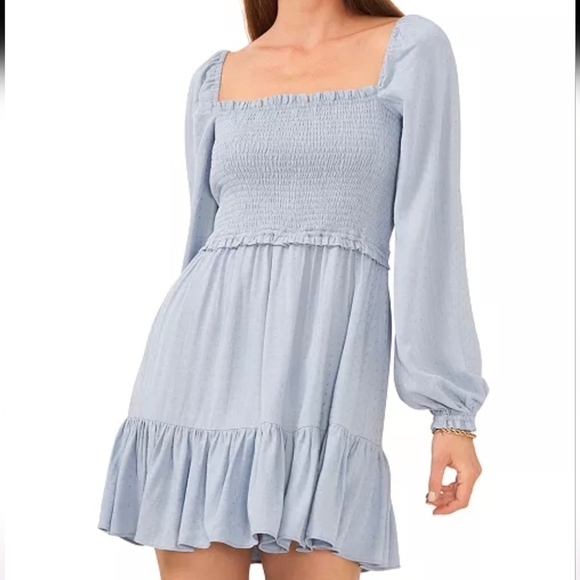 1. State Dresses & Skirts - NWT Smocked Bodice Ruffle Hem Dress Size XL Puff Sleeve Square Neck Coquette